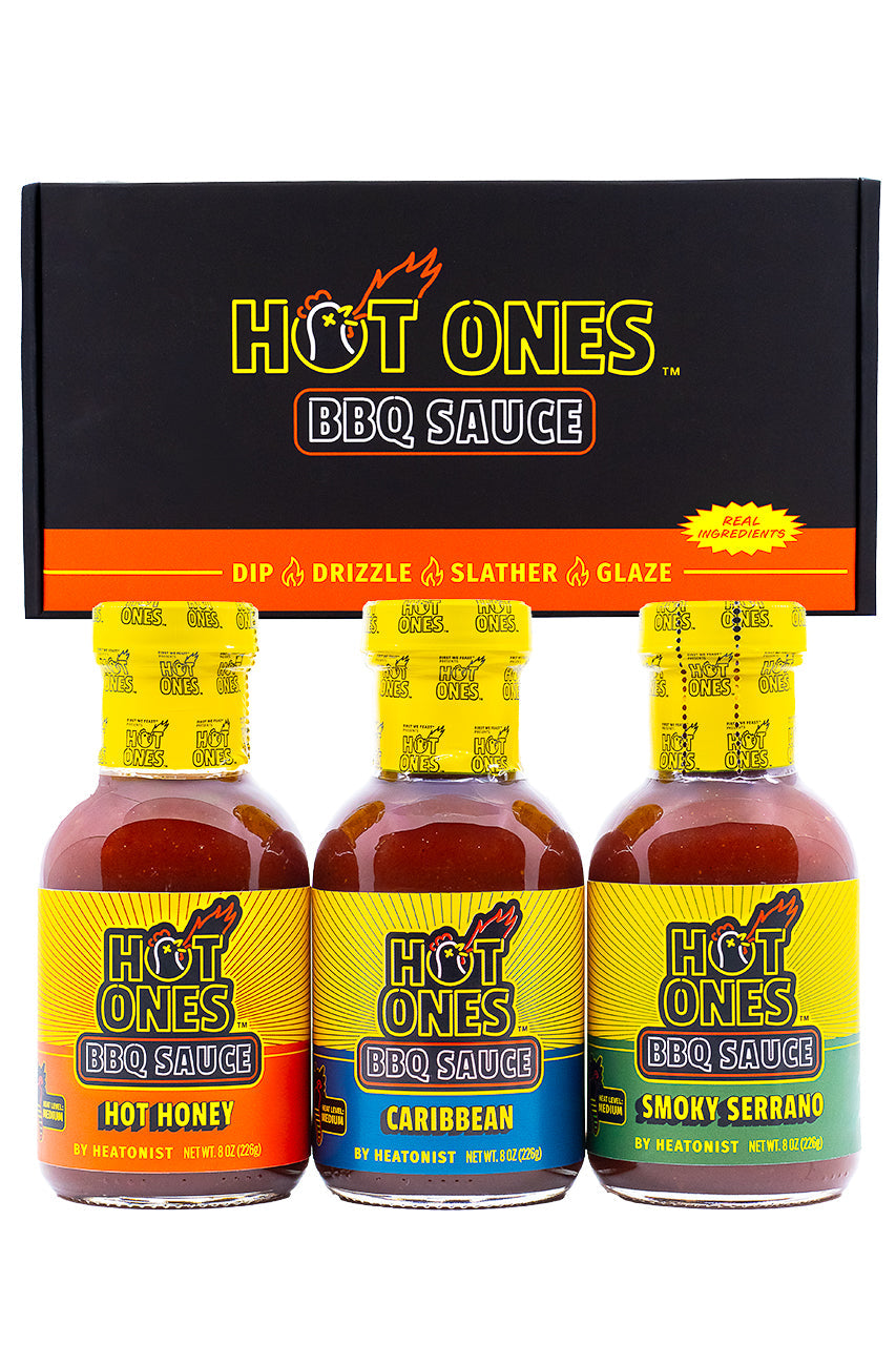 Hot Ones BBQ Trio Pack (Hot Honey / Caribbean / Smoked Serrano) P4