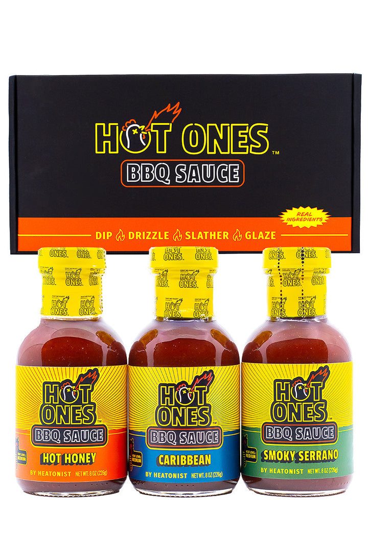 Hot Ones BBQ Trio Pack (Hot Honey / Caribbean / Smoked Serrano) P4